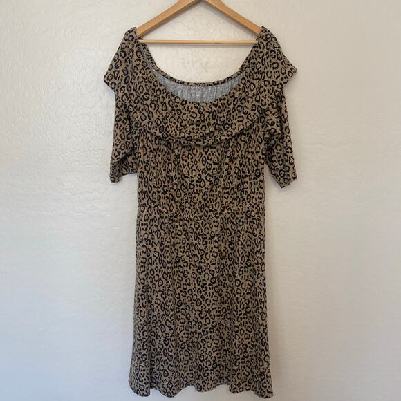 Lane Bryant Leopard Midi Dress Womens Size 22/24 Holiday Party Cozy Soft - Picture 2 of 6